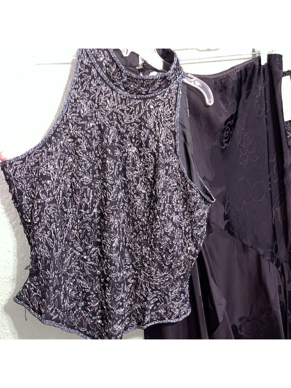 Vintage Elegant Black and Silver Women's Top formal sleeveless evening wear - Picture 5 of 12